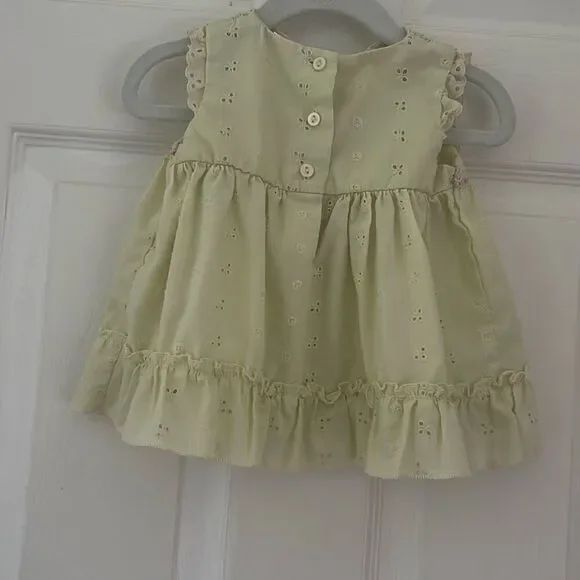 Little Bitty Sundress with Floral Embroidery vintage Size 6/9 months yellow Baby - Picture 5 of 6